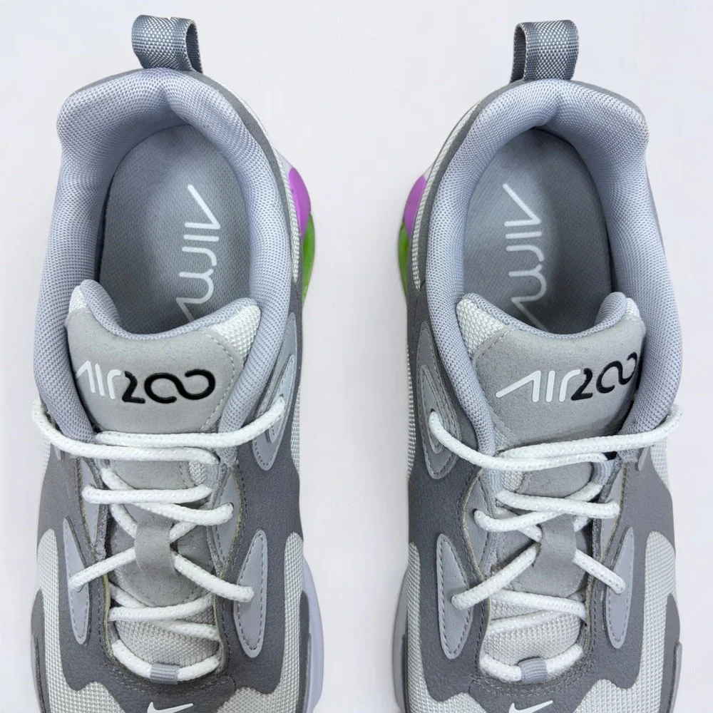 Nike Air Max 200 Pure Platinum Volt Sneakers Women's 10 Grey Lime AT6175-002